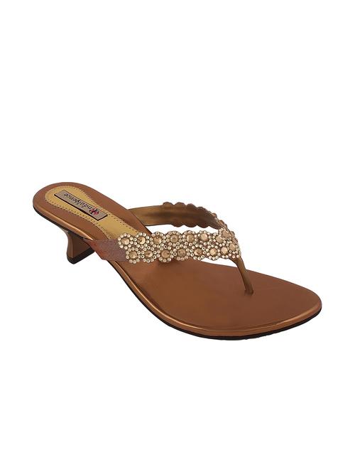 gold leatherette toe separator sandals - 13009638 - Very Small Image - 1