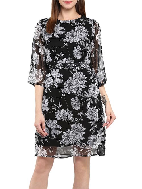 tie back floral a-line dress - 13010472 - Very Small Image - 1