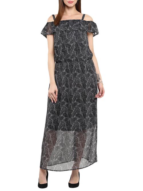 black printed georgette dress - 13010475 - Very Small Image - 1