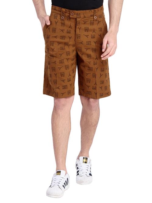 brown printed cotton short - 13011037 - Very Small Image - 1