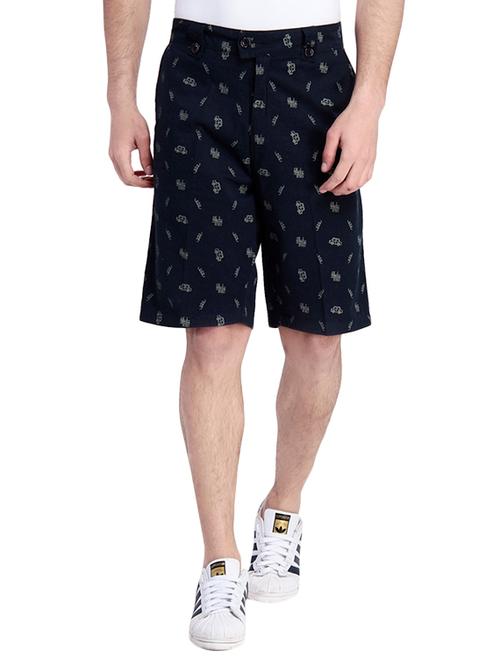 navy blue printed cotton short - 13011043 - Very Small Image - 1
