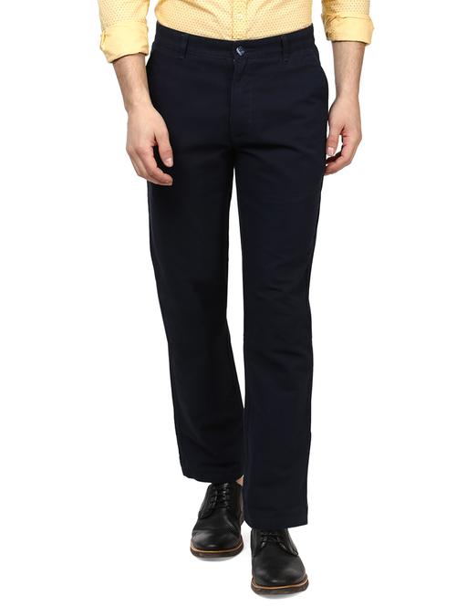 dark blue cotton chinos casual trousers - 13011192 - Very Small Image - 1