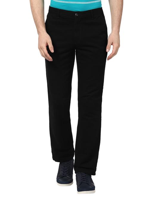 black cotton chinos casual trousers - 13011217 - Very Small Image - 1