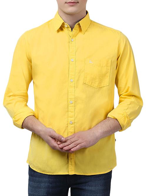 yellow cotton casual shirt - 13011294 - Very Small Image - 1