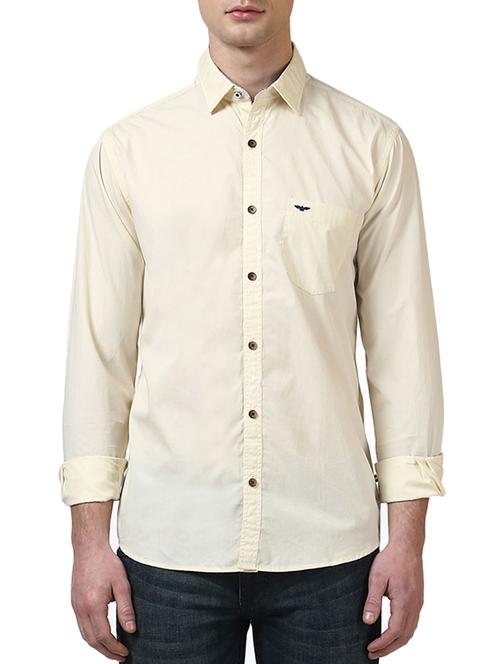 yellow cotton casual shirt - 13011489 - Very Small Image - 1
