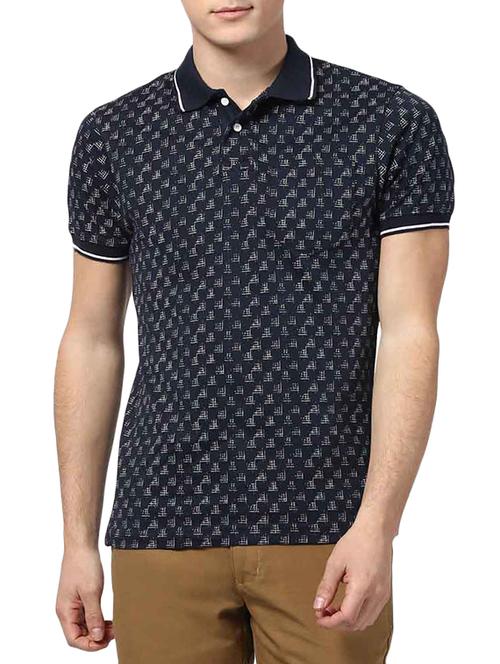 dark blue cotton printed t-shirt - 13011571 - Very Small Image - 1