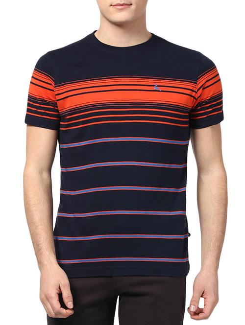 dark blue cotton striped t-shirt - 13011679 - Very Small Image - 1