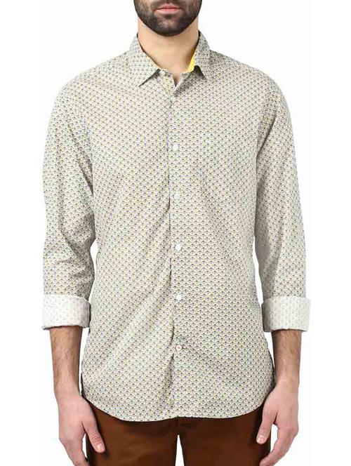 beige cotton printed casual shirt - 13014073 - Very Small Image - 1