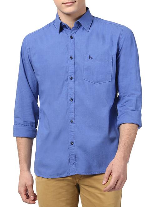 dark blue cotton casual shirt - 13014163 - Very Small Image - 1