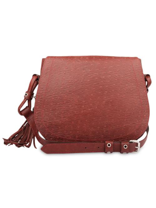 brown genuine leather textured saddle sling bag - 1301564 - Very Small Image - 1