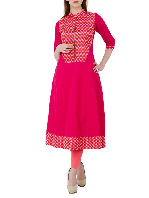 magenta cotton anarkali kurta - 13017937 - Very Small Image - 1