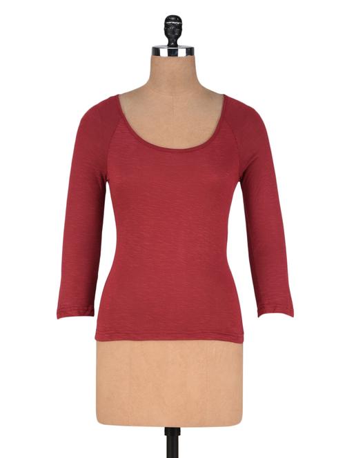 maroon u- neck top - 1301798 - Very Small Image - 1