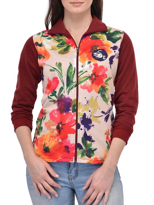 multicolored floral print fleece sweatshirt - 13021667 - Very Small Image - 1