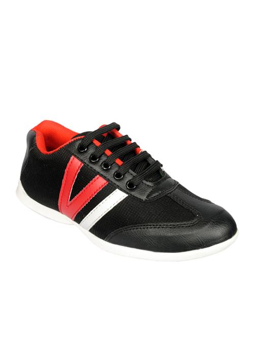 black leatherette laceup casual shoes - 13021771 - Very Small Image - 1