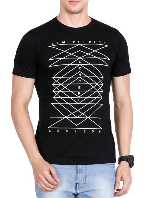 black cotton printed t-shirt - 13022465 - Very Small Image - 1
