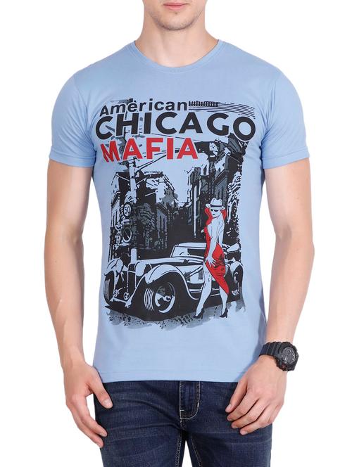 blue cotton printed t-shirt - 13022485 - Very Small Image - 1