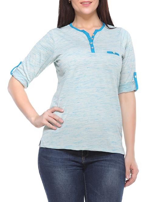 light blue printed cotton top - 13023180 - Very Small Image - 1