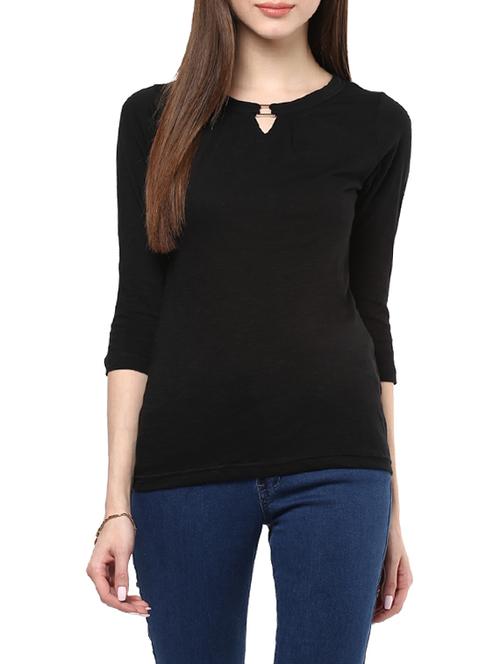 black cotton regular top - 13023189 - Very Small Image - 1
