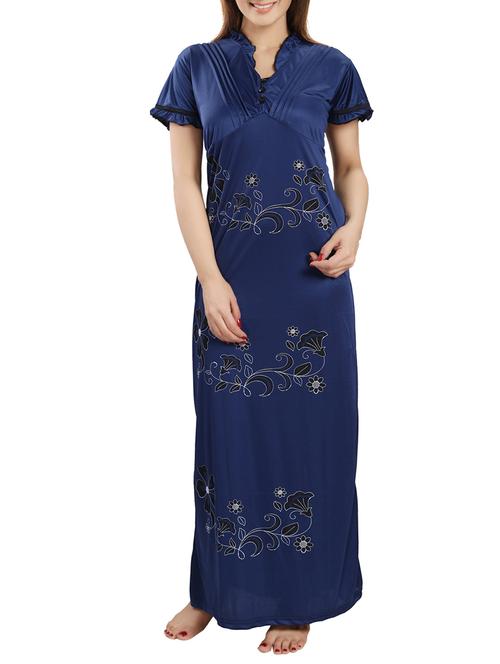 navy blue satin gowns - 13023224 - Very Small Image - 1