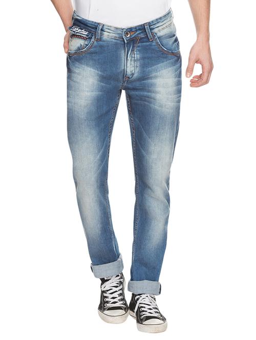 spykar mens blue skinny fit low rise jeans (actif) - 13023488 - Very Small Image - 1