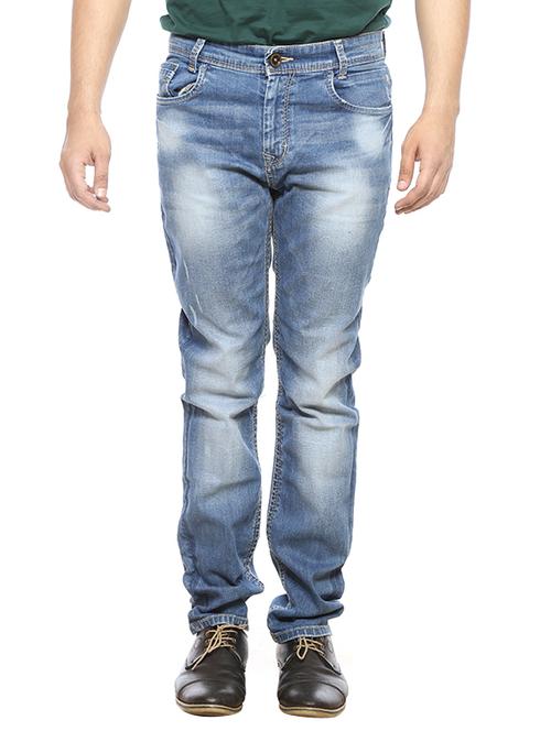 mufti mens mid blue narrow fit mid rise jeans - 13023575 - Very Small Image - 1