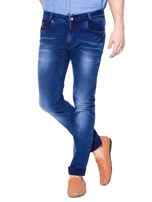mufti mens dark blue narrow fit mid rise jeans - 13023643 - Very Small Image - 1