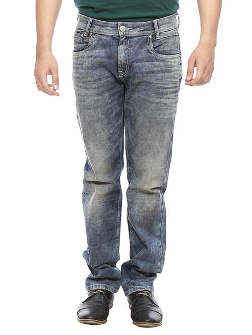 mufti mens mid blue narrow fit mid rise jeans - 13023651 - Very Small Image - 1