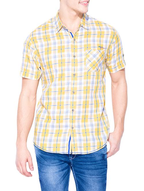 mufti mens mustard slim fit mid rise casual shirts - 13024091 - Very Small Image - 1