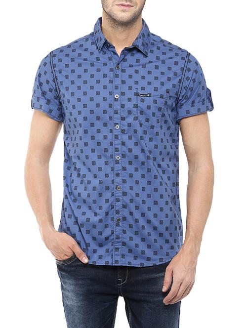 mufti mens blue slim fit mid rise casual shirts - 13024162 - Very Small Image - 1