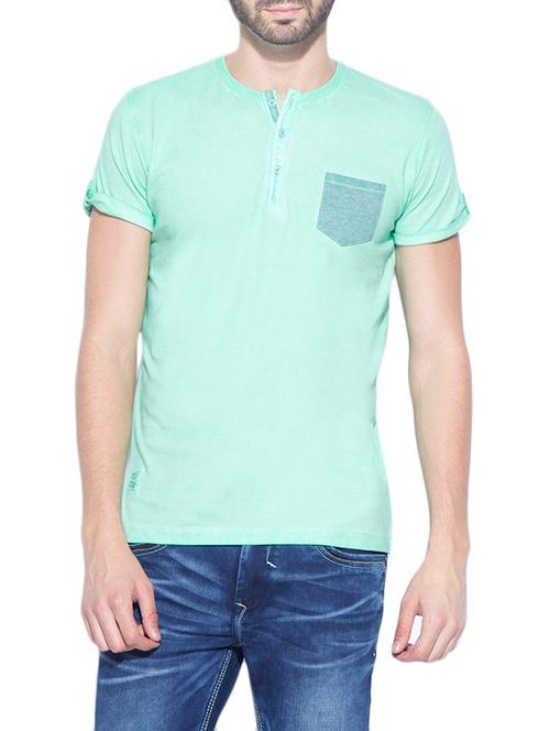 mufti mens green slim fit mid rise tshirts - 13024419 - Very Small Image - 1