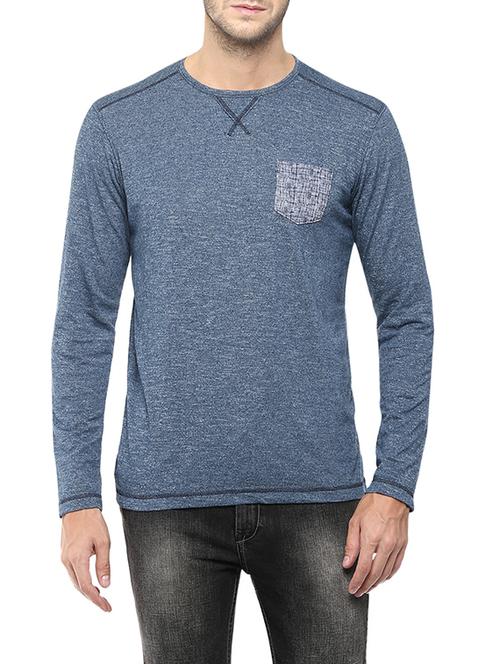 mufti mens navy slim fit mid rise tshirts - 13024503 - Very Small Image - 1