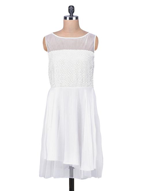 White Net Fit & Flare Dress - 1302677 - Very Small Image - 1