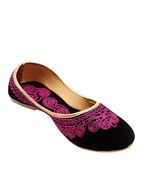 black embroidered slip on jutis - 13027706 - Very Small Image - 1