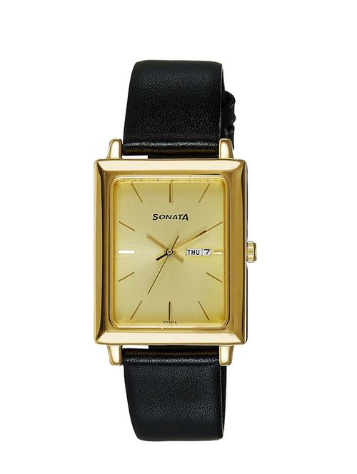 sonata analog gold dial men's watch - 7078yl04 - 13029453 - Very Small Image - 1