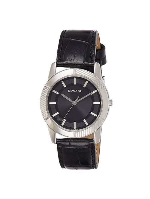 sonata analog black dial men's watch - 7100sl01 - 13029497 - Very Small Image - 1