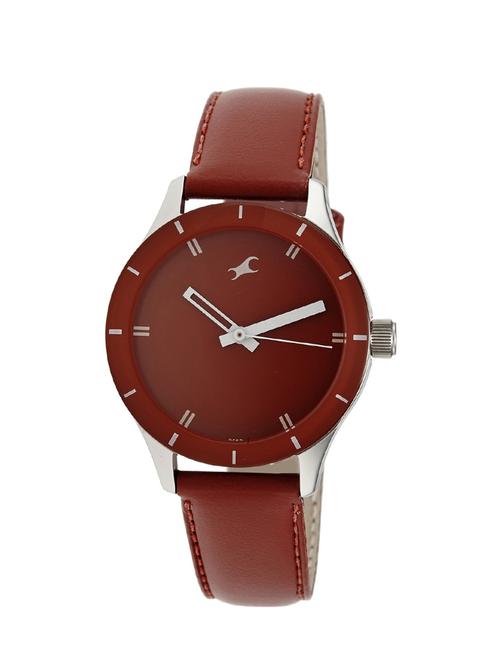 fastrack monochrome analog red dial women's watch - 6078sl06 - 13029635 - Very Small Image - 1