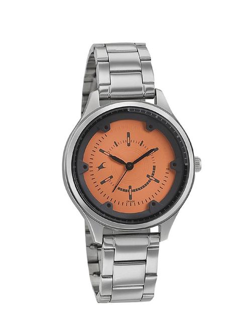 fastrack analogue orange dial women's watch -6138sm02 - 13029652 - Very Small Image - 1