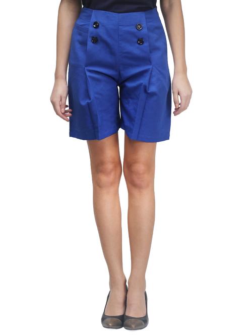 blue cotton regular shorts - 13029949 - Very Small Image - 1