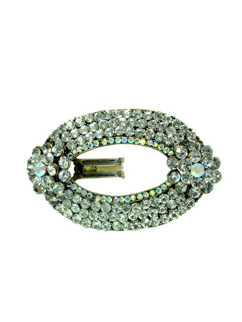 silver metal stone embellished hair clip - 13033634 - Very Small Image - 1