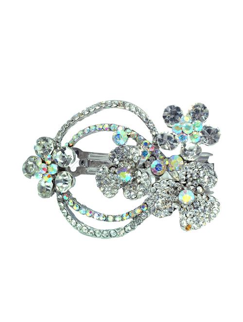 silver stone embellished hair clip - 13033641 - Very Small Image - 1