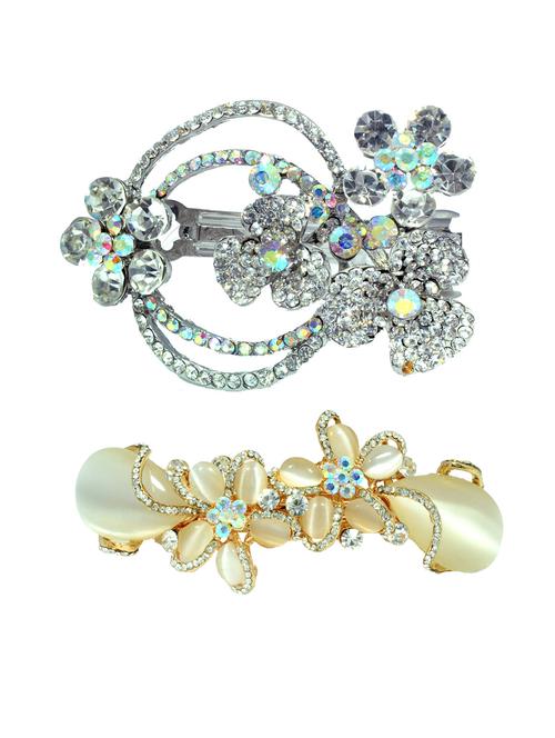 gold metal stone embellished hair clip set of 2 - 13033660 - Very Small Image - 1