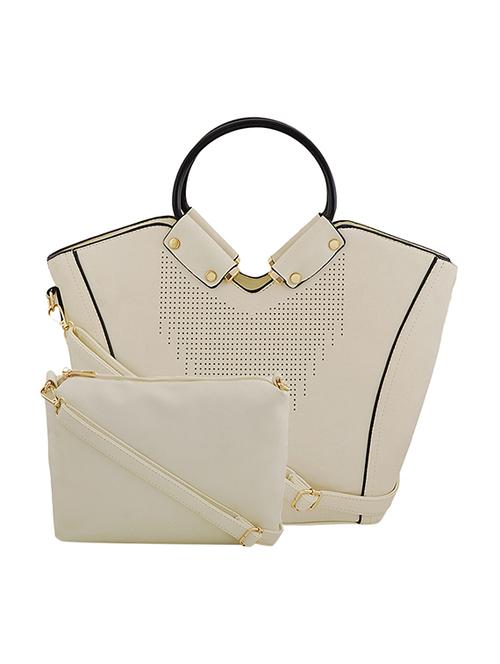cream leatherette handbag - 13037658 - Very Small Image - 1