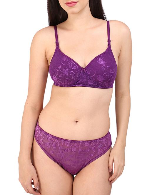 purple lace bra and panty set - 13046243 - Very Small Image - 1