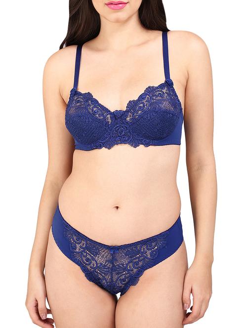 blue lace bra and panty set - 13046257 - Very Small Image - 1