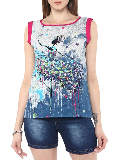contrast detail graphic print top - 13046675 - Very Small Image - 1