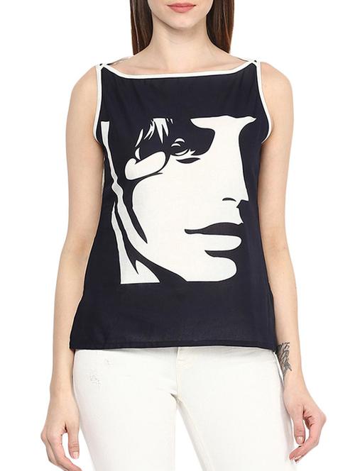 boat neck graphic print top - 13046689 - Very Small Image - 1
