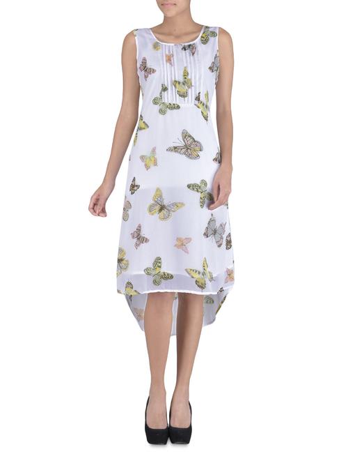 white georgette printed dress - 1304984 - Very Small Image - 1