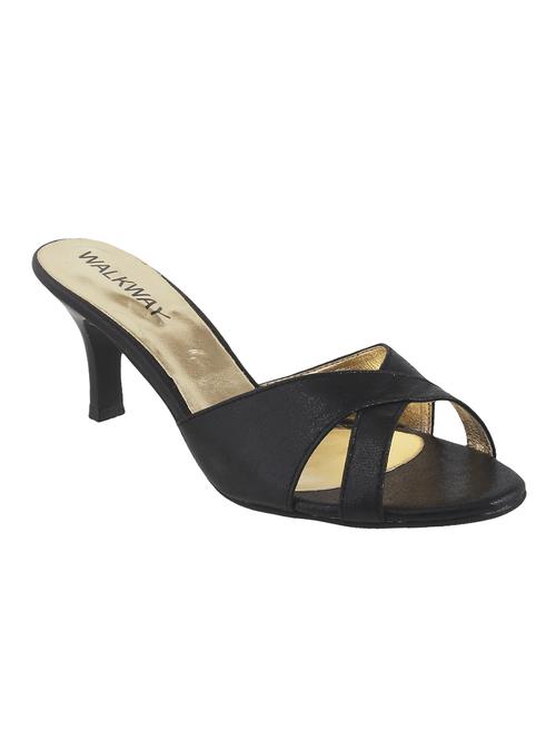 black leatherette slip on sandals - 13050952 - Very Small Image - 1