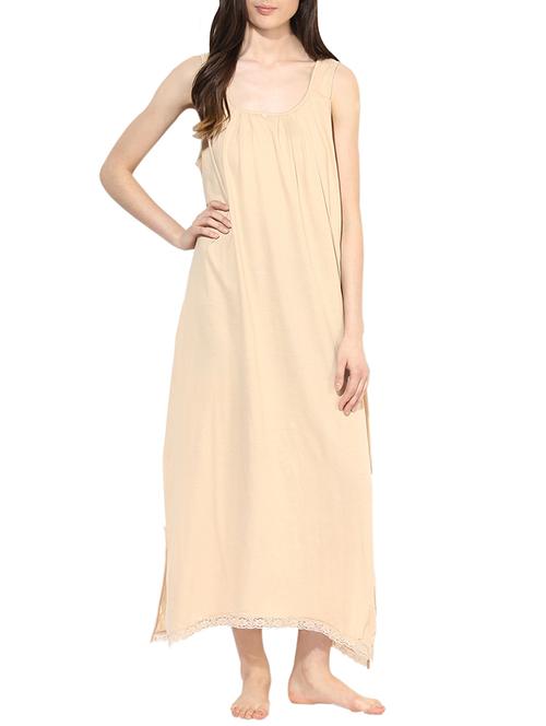 beige cotton nighty - 13051864 - Very Small Image - 1