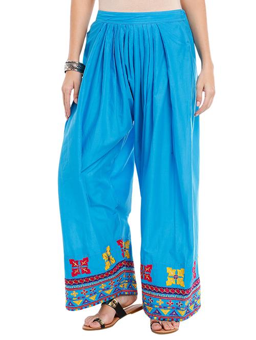 light blue cotton palazzo - 13053101 - Very Small Image - 1